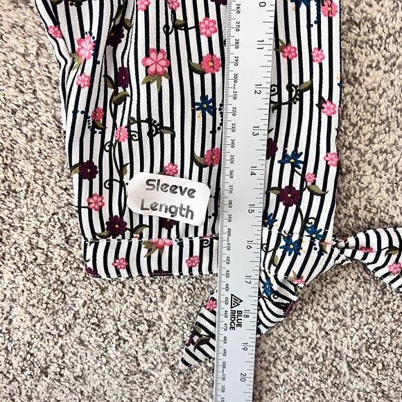 Catherines Womens 1X Feminine Bloomcore Preppy Artsy Floral Stripe Tunic Blouse - Picture 10 of 11